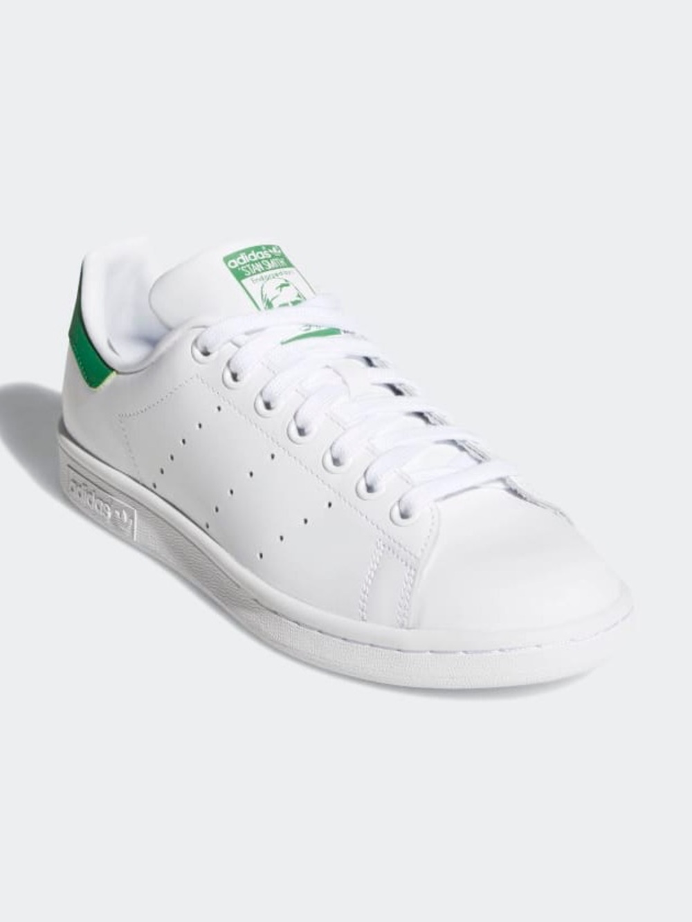 adidas Stan Smith White Sneakers with Green Heel Tab
